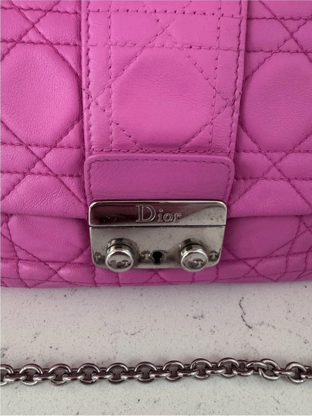 Dior Quilted Leather Chain Crossbody Pouch in Pink - Picture 3 of 12